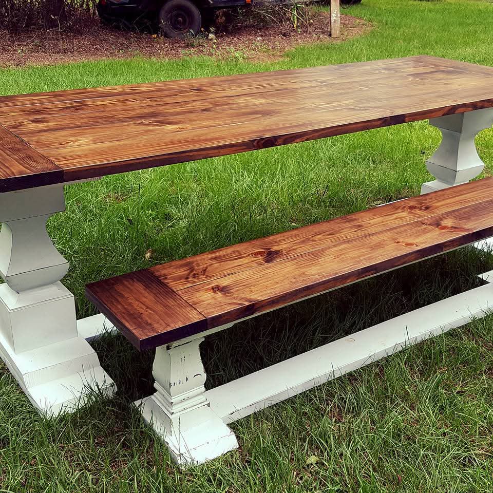 Fancy Pedestal Farmhouse Table