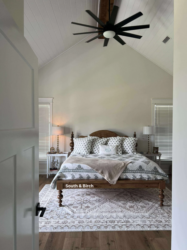 The Savanah Spindle Bed | Solid Wood Farmhouse Bed Frame | Rustic Turned Leg Bed | Handmade Custom Hardwood Furniture