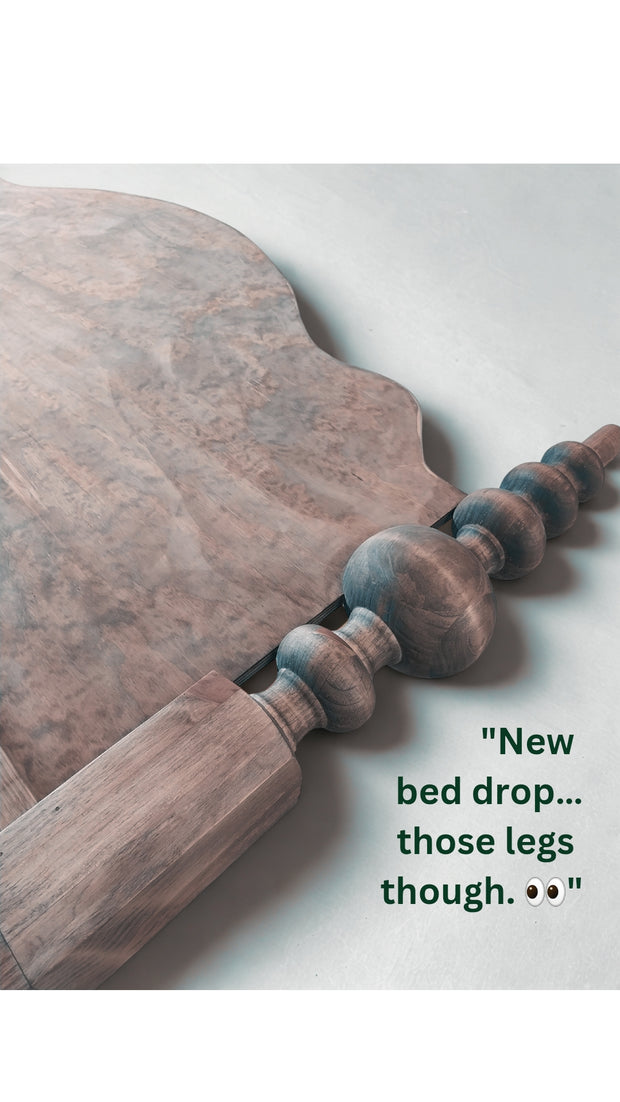 The Savanah Spindle Bed | Solid Wood Farmhouse Bed Frame | Rustic Turned Leg Bed | Handmade Custom Hardwood Furniture