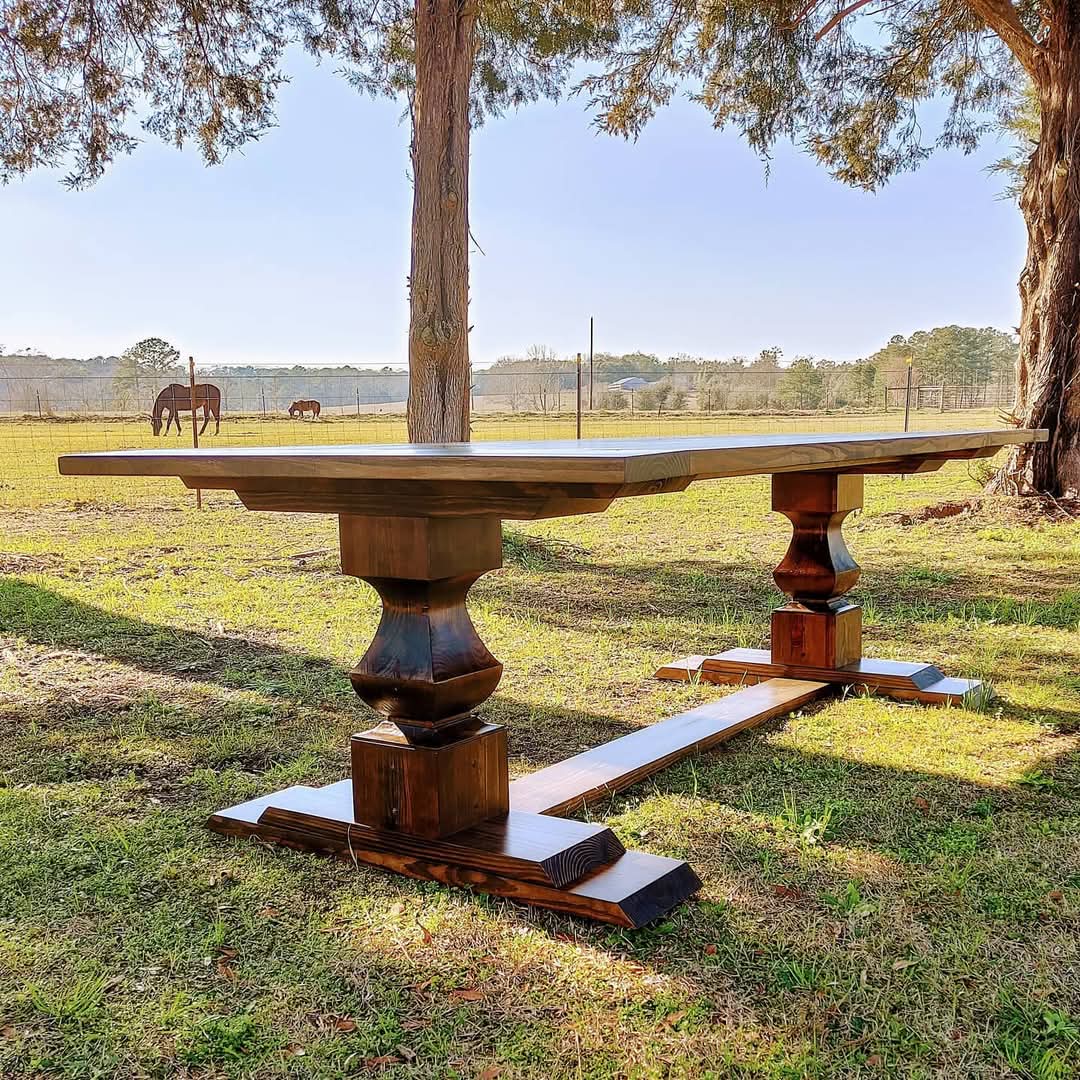 Fancy Pedestal Farmhouse Table