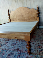 The Savanah Spindle Bed | Solid Wood Farmhouse Bed Frame | Rustic Turned Leg Bed | Handmade Custom Hardwood Furniture