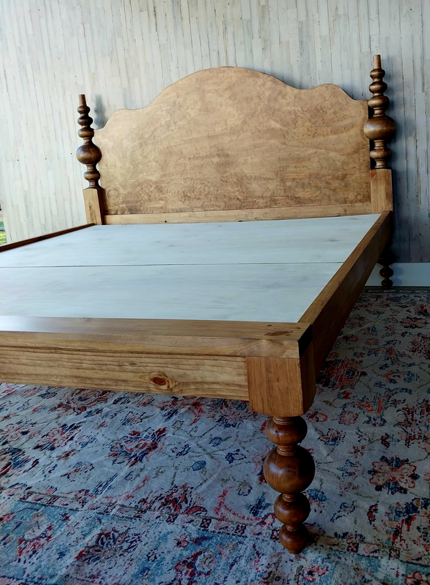 The Savanah Spindle Bed | Solid Wood Farmhouse Bed Frame | Rustic Turned Leg Bed | Handmade Custom Hardwood Furniture