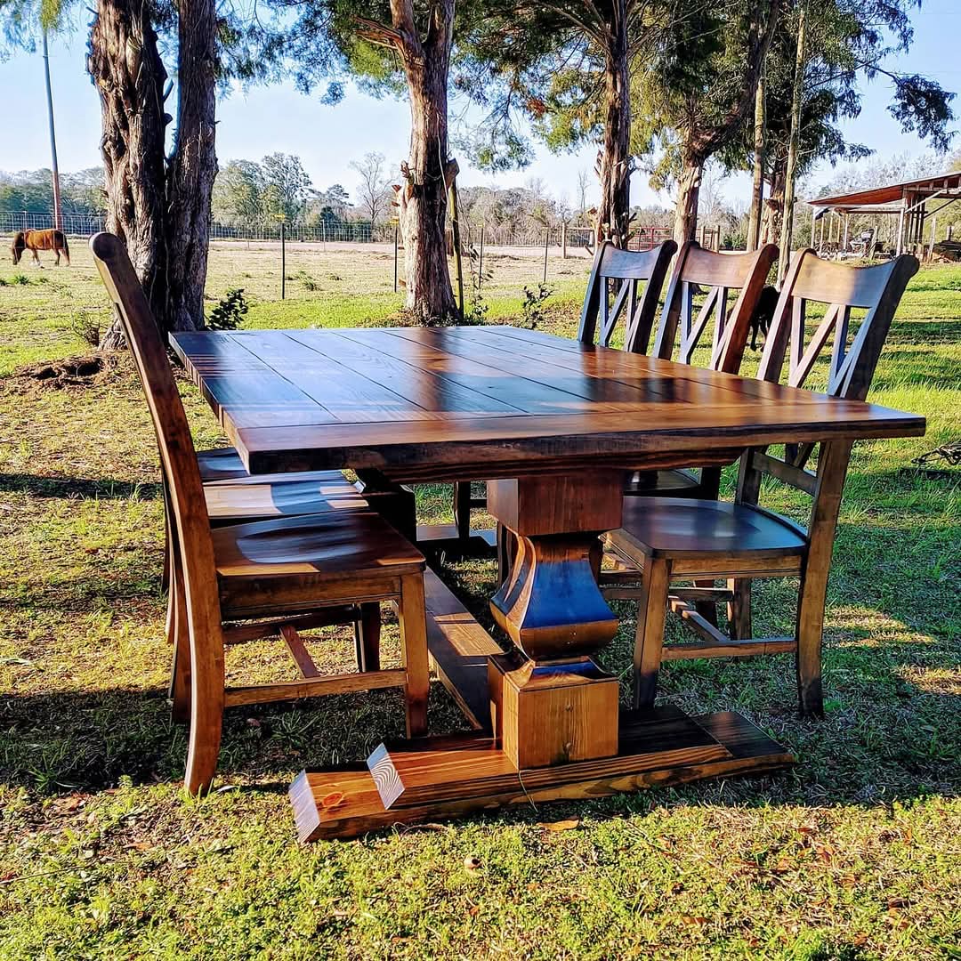 Fancy Pedestal Farmhouse Table