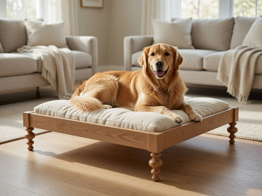 Savannah Spindle Raised Dog Bed Frame | Solid Wood Luxury Pet Furniture