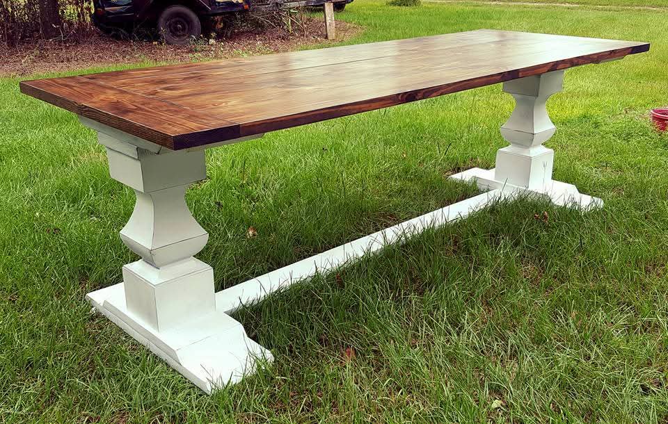 Fancy Pedestal Farmhouse Table